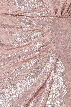 Sequin Front Split Shirt Dress - Champagne by Goddiva