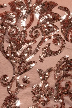 Sequin Mesh One Shoulder Evening Maxi Dress - Champagne by Goddiva