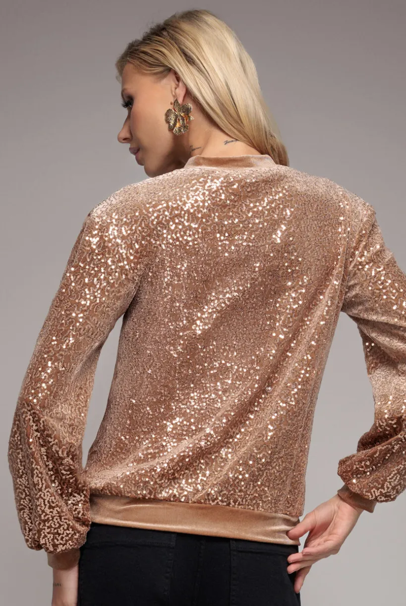 Sequin Velvet Jumper - Champagne by Goddiva