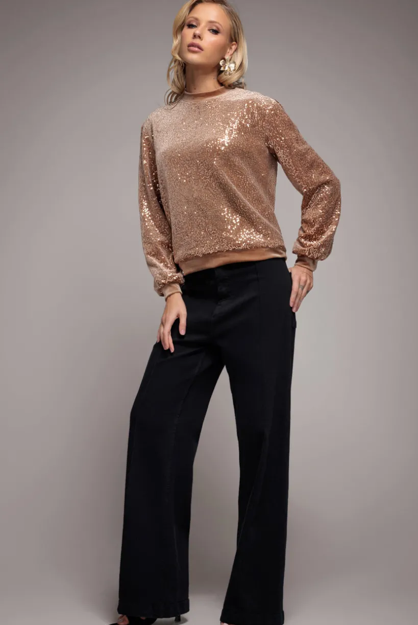 Sequin Velvet Jumper - Champagne by Goddiva