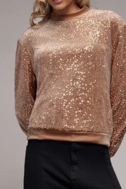 Sequin Velvet Jumper - Champagne by Goddiva