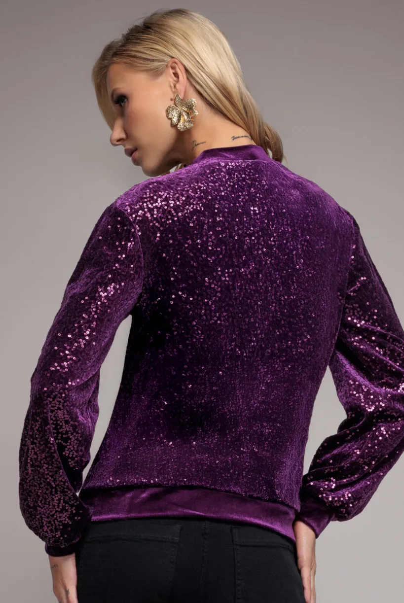 Sequin Velvet Jumper - Magenta by Goddiva
