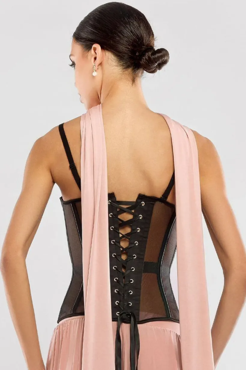 Sheer Panel Mesh Corset by Goddiva