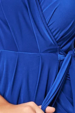 Short Sleeve Wrap Mini Dress - Royal Blue by Goddiva