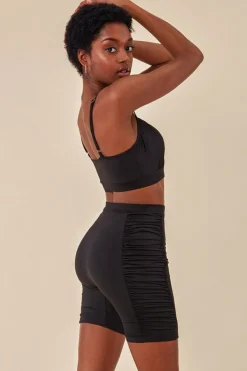 Side Detail Bralette & Cycle Short Set - Black by Cosmochic