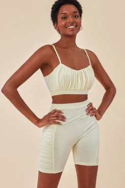 Side Detail Bralette & Cycle Short Set - Beige by Cosmochic