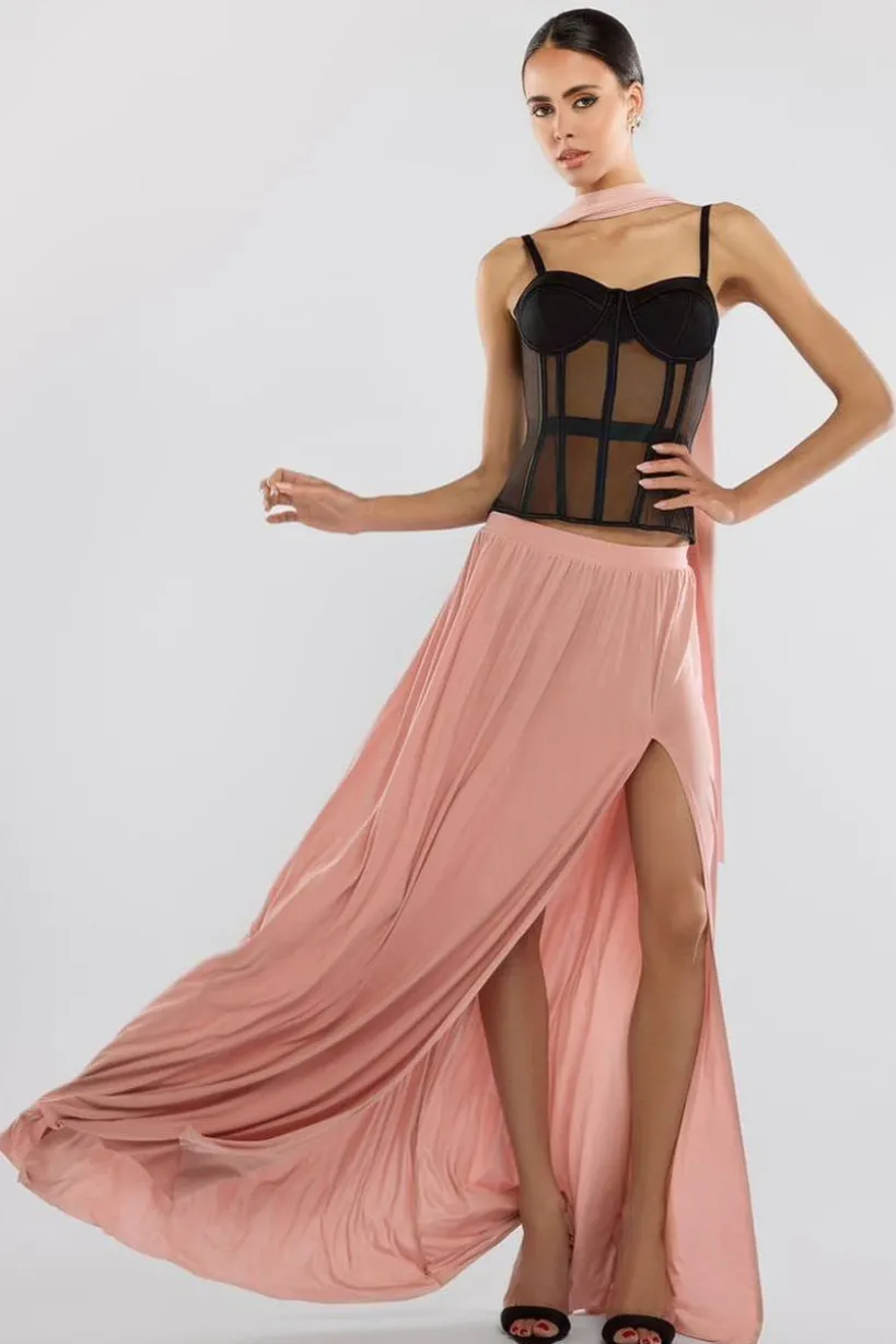 Side Split Soft Touch Maxi Skirt by Goddiva