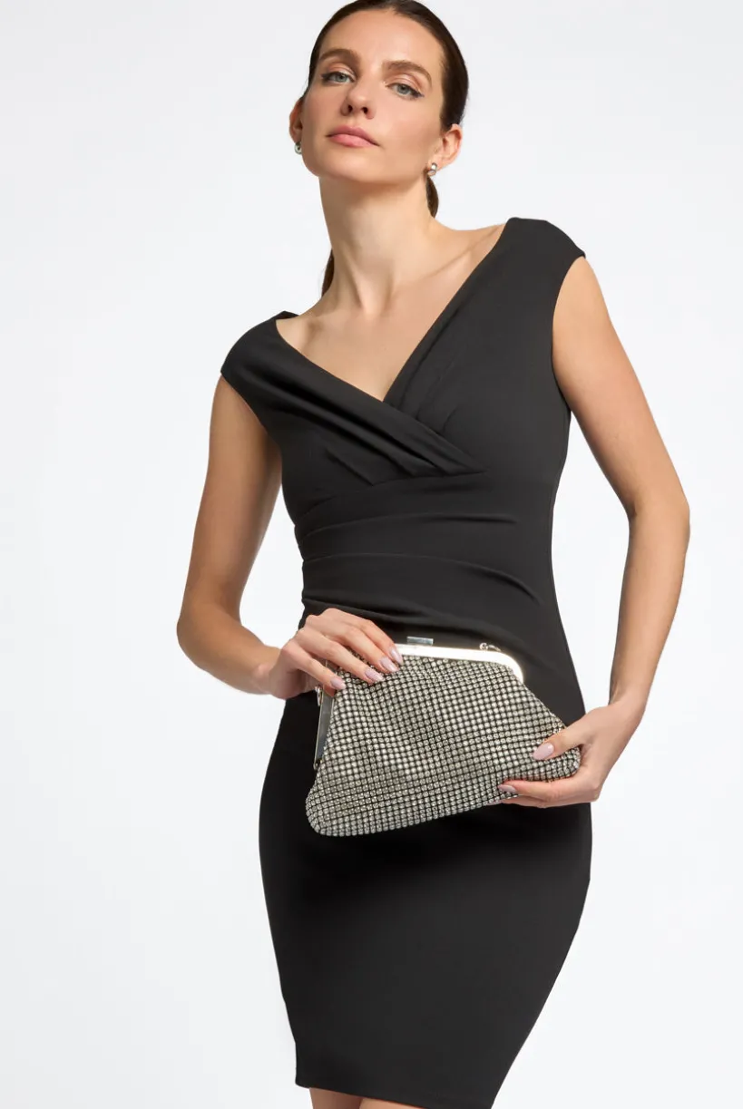 Silver Diamante Asymmetric Evening Bag by Aftershock London