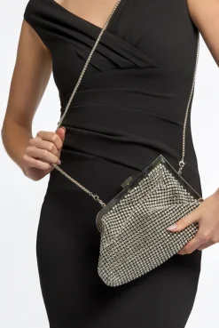 Silver Diamante Asymmetric Evening Bag by Aftershock London