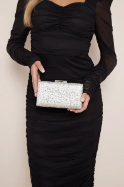 Silver Glitter Evening Clutch Bag by Aftershock London