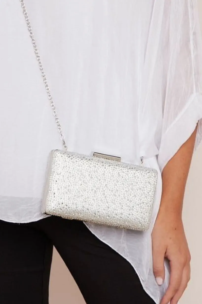 Silver Glitter Evening Clutch Bag by Aftershock London