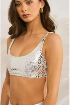 Silver Snake White Bikini by Maribela