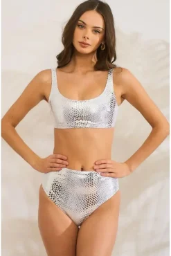 Silver Snake White Bikini by Maribela