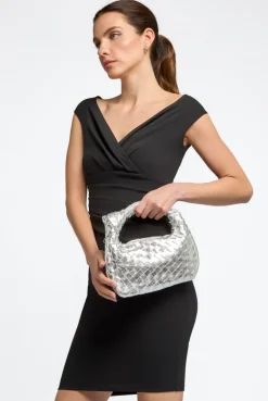 Silver Woven Shoulder Bag With Knot Detail by Aftershock London