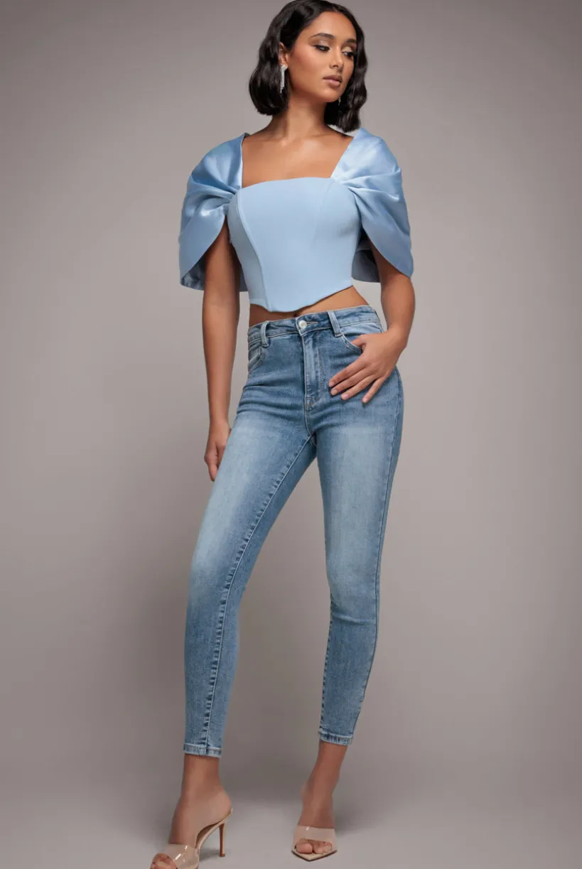 Skinny Fit Stretch Denim Jeans - Blue by Goddiva denim