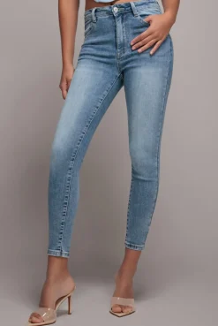 Skinny Fit Stretch Denim Jeans - Blue by Goddiva denim