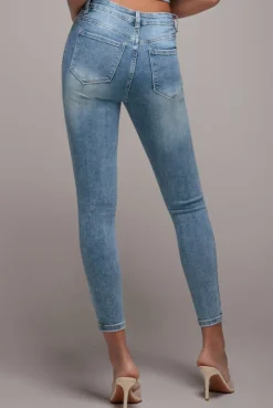 Skinny Fit Stretch Denim Jeans - Blue by Goddiva denim