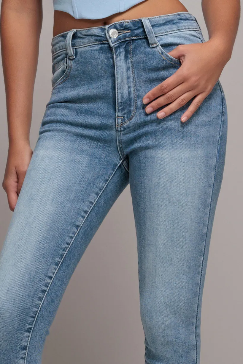 Skinny Fit Stretch Denim Jeans - Blue by Goddiva denim