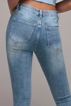 Skinny Fit Stretch Denim Jeans - Blue by Goddiva denim
