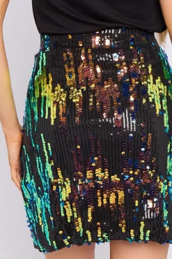 Skylar Multicolour Sequin Mini Skirt by Aftershock London