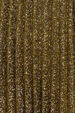 Sleeveless Pleated A Line Lurex Maxi Dress - Gold by Goddiva