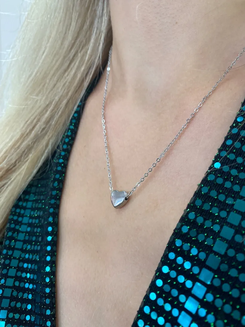 Small Heart Necklace In Silver by SVNX