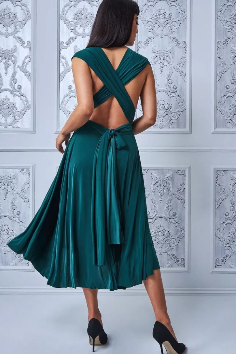 Soft Touch Multi Way Open Back Midi Dress - Emerald Green by Goddiva