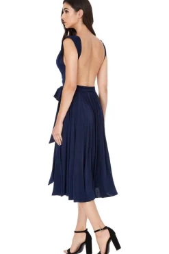 Soft Touch Multi Way Open Back Midi Dress - Navy Blue by Goddiva