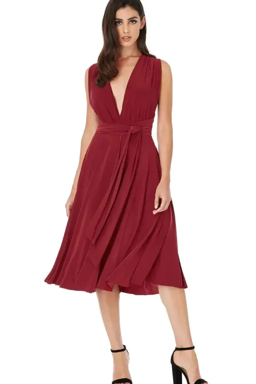 Soft Touch Multi Way Open Back Midi Dress - Berry by Goddiva