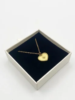 Sparkly Heart Necklace In Gold by SVNX