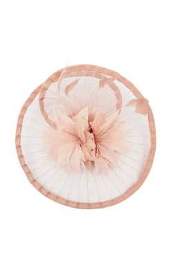 Spiral Circular Brim Fascinator With Feathers Burst In Pink by SVNX