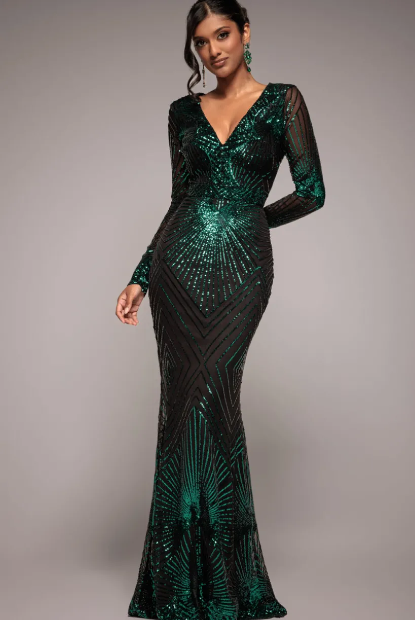 Starburst Effect Maxi Dress - Emerald by Goddiva
