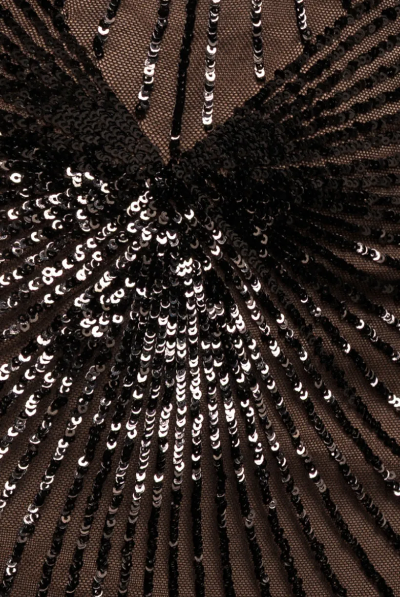 Starburst Sequin Maxi Dress - Black by Goddiva