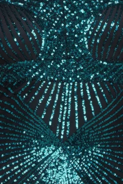 Starburst Sequin Maxi Dress - Emerald by Goddiva Plus