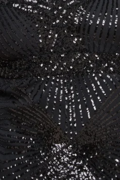 Starburst Sequin Maxi Dress - Black by Goddiva Plus