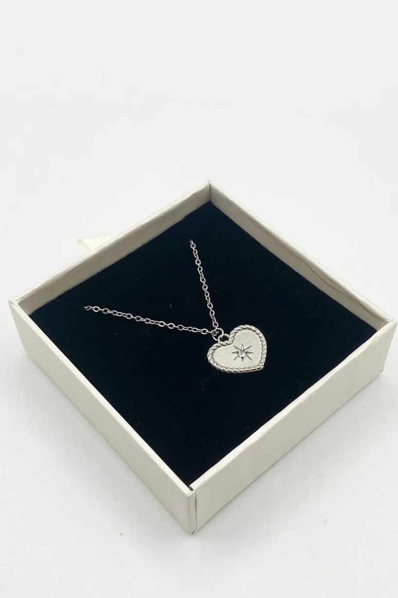 Starry Heart Necklace In Silver - Gift Boxed by SVNX