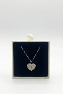 Starry Heart Necklace In Silver - Gift Boxed by SVNX