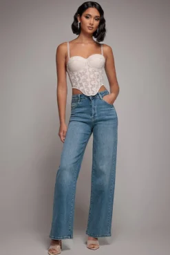 Straight Leg Stretch Denim Jeans - Blue by Goddiva denim