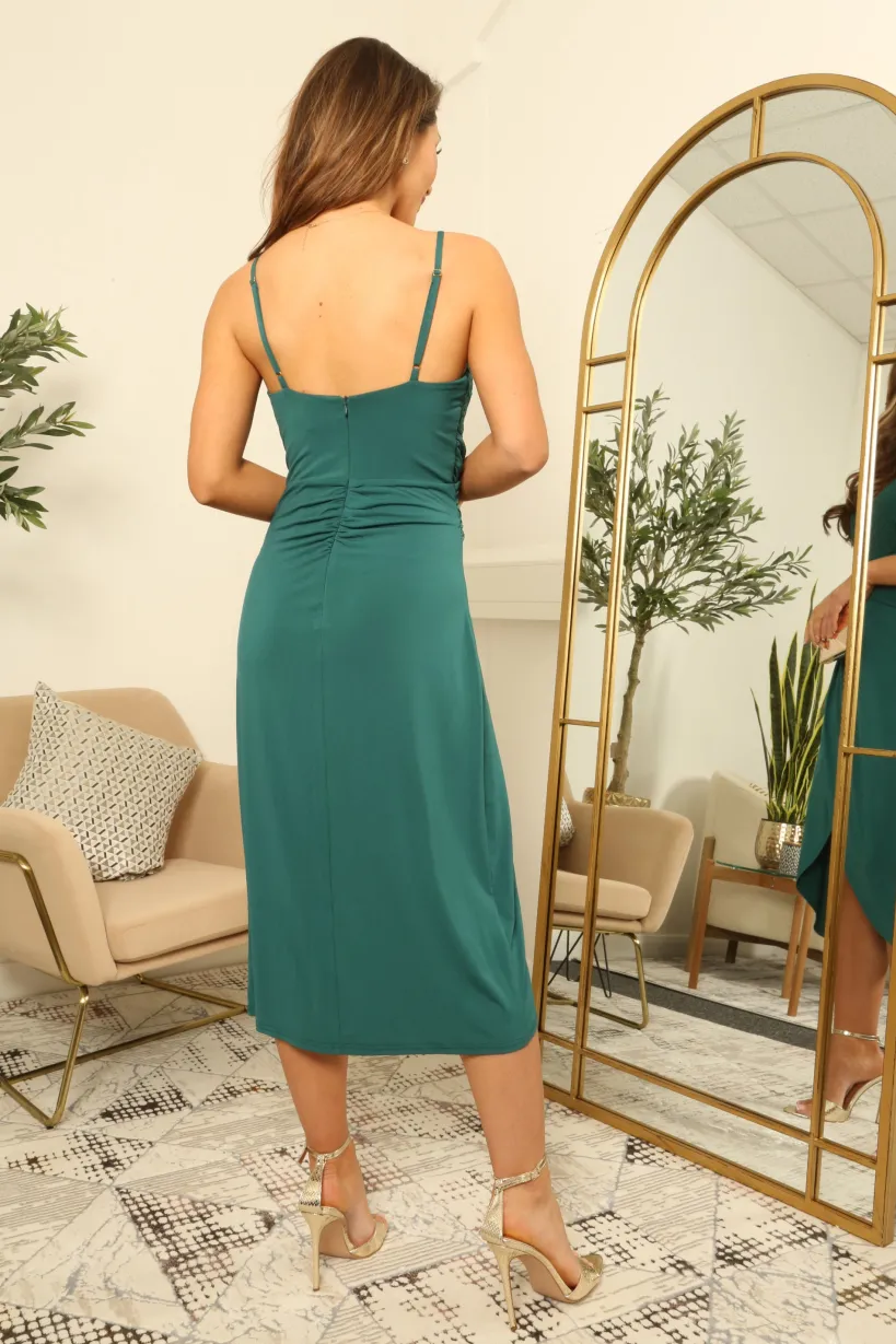 Strappy Fitted Ruched Back Lace Dress by Double Second