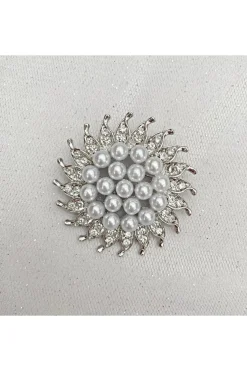 Sunflower Brooch With Pearl And Crystal by QueenMee Accessories