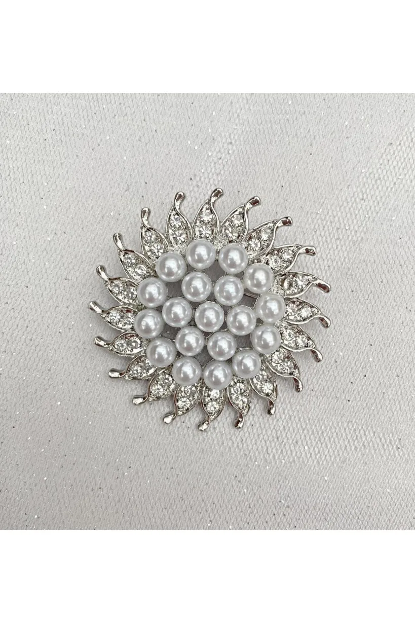 Sunflower Brooch With Pearl And Crystal by QueenMee Accessories