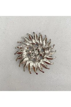 Sunflower Brooch With Pearl And Crystal by QueenMee Accessories