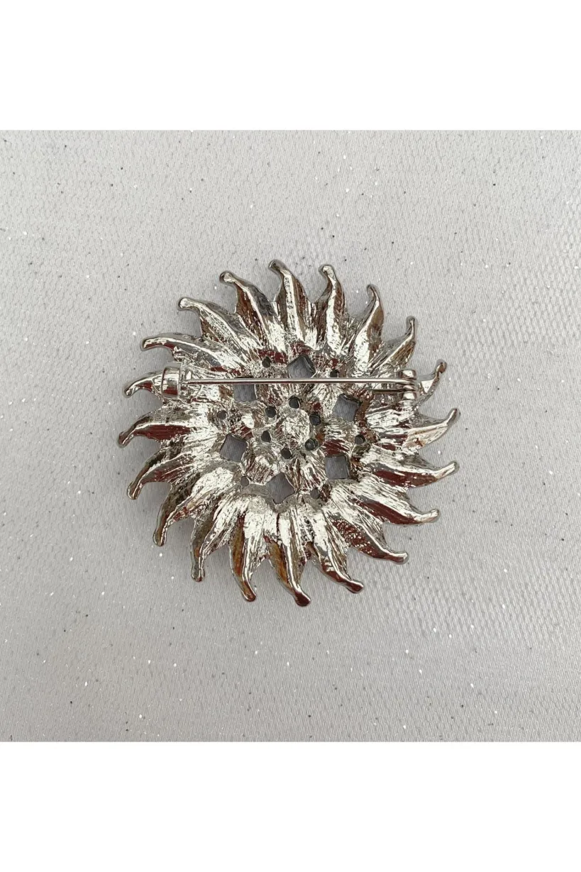 Sunflower Brooch With Pearl And Crystal by QueenMee Accessories