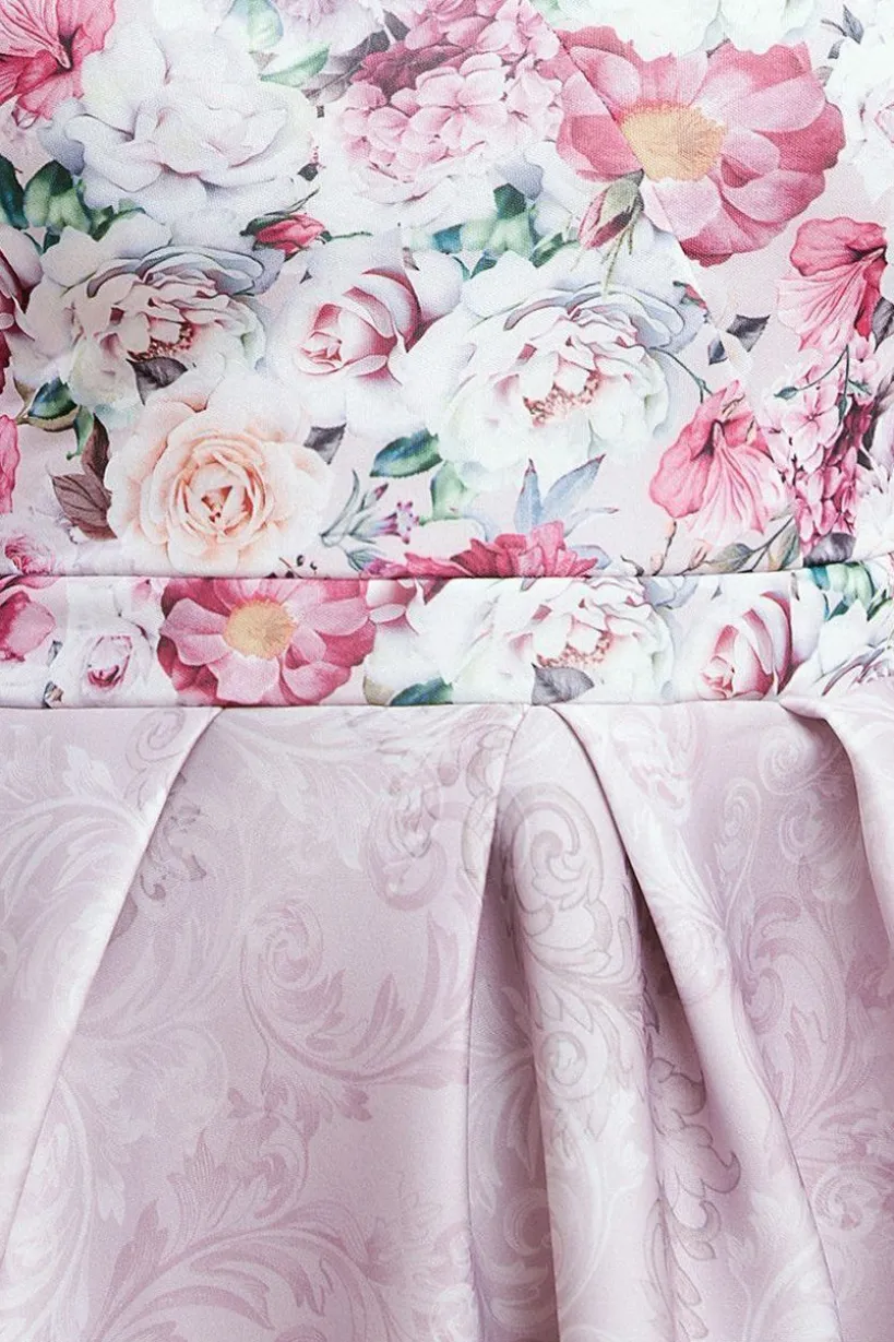 Sweetheart Floral Midi Dress - Blush Pink by Goddiva