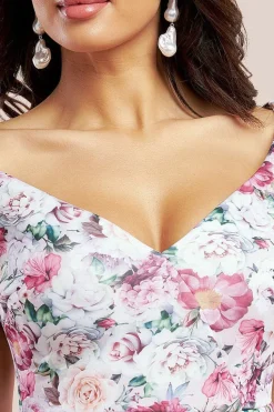 Sweetheart Floral Midi Dress - Blush by Goddiva