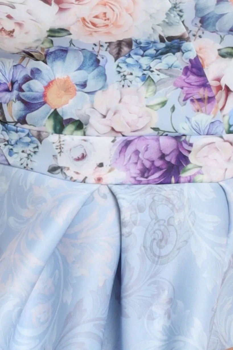Sweetheart Floral Midi Dress - Powder Blue by Goddiva