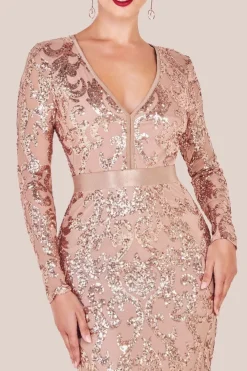 Tassel & Sequin Midaxi With Front Split - Champagne by Goddiva