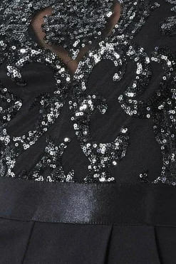 Tassel Sequin Jumpsuit - Black by Goddiva