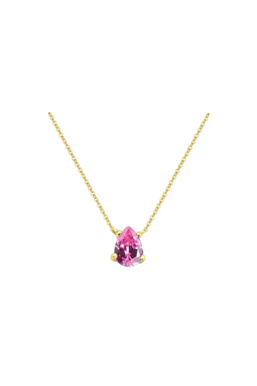 Teardrop Pendant Necklace In Pink by Last True Angel
