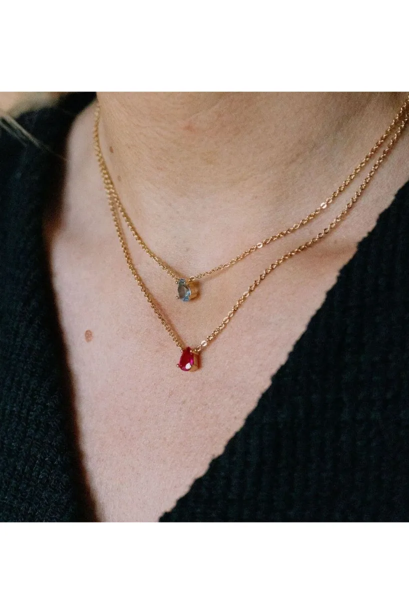 Teardrop Pendant Necklace In Pink by Last True Angel
